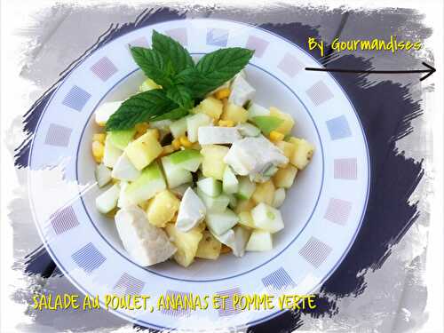 Salade au poulet,ananas et pomme granny ( 342 cal/ par personne)