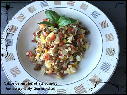 Salade de lentilles et riz complet aux poivrons ( 330 cal/par personne)