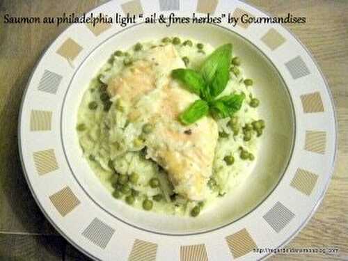 Saumon au philadelphia light " ail & fines herbes" ( 451 cal par personne)