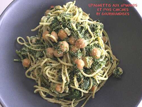 Spaghettis aux épinards et pois chiches