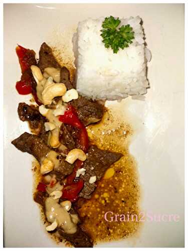 Bœuf au saté et aux Noix De Cajou riz gluant - Grain 2 Sucre