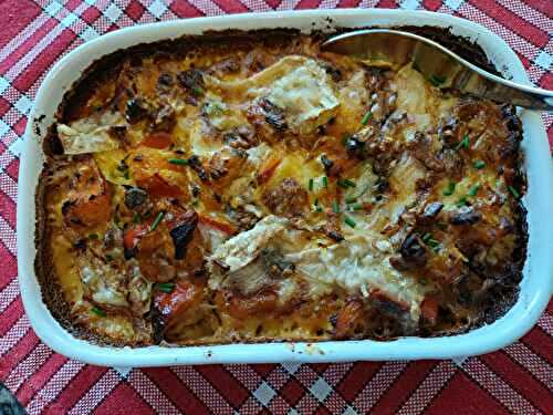 Gratin de potimarron au bleu et aux noix