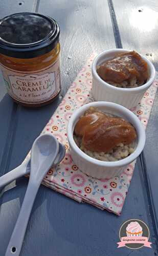 Riz au lait d’amandes et crème de caramel à la fleur de sel