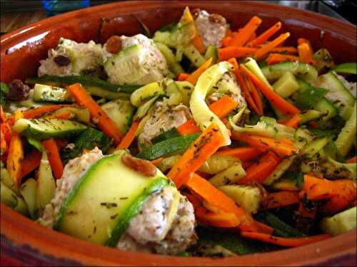 Tajine de boulettes de dinde aux courgettes