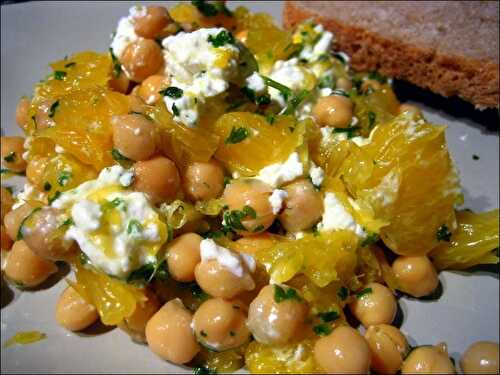 Salade de pois chiches à l’orange et chèvre frais