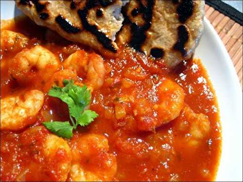 Curry de crevettes et ses naans