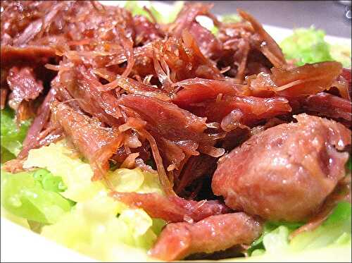 Salade de canard confit au chou vert