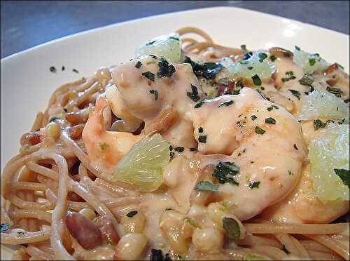 Spaghetti aux gambas et citron vert