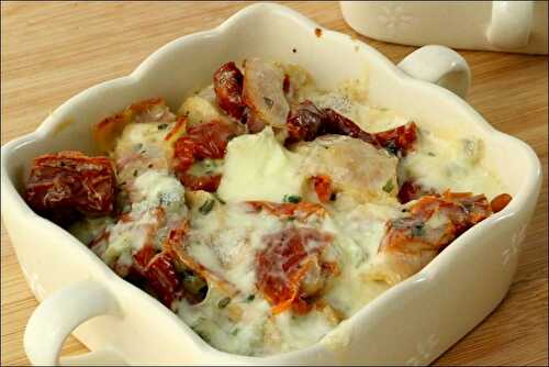 Gratin de quenelles de volaille aux tomates séchées et gorgonzola