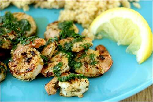 Crevettes sautées à l’aneth et sauce au persil