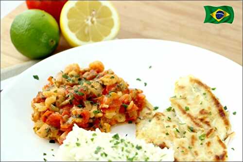 Filet de merlan et sauce crevettes et tomates