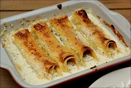 Cannelloni au chèvre frais, noisettes et jambon cru