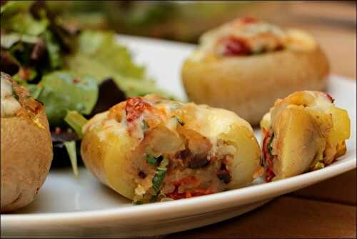 Pommes de terre farcies aux tomates séchées et tomme de brebis