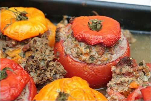 Tomates farcies à l’agneau et aubergine