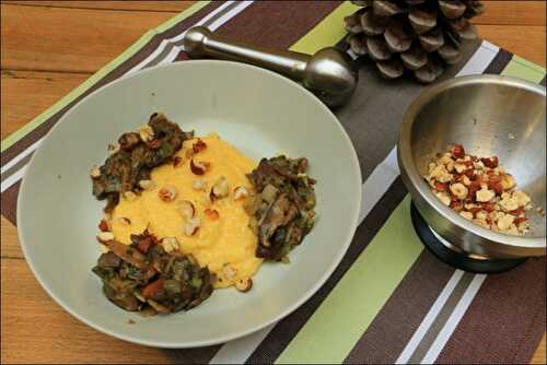 Polenta crémeuse à la noisette et beaufort et sa poêlée de champignons