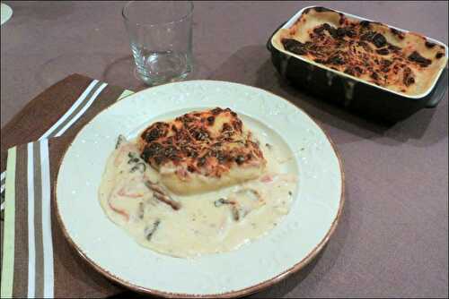 Quenelles au jambon et champignons gratinées