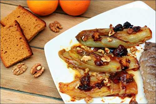 Endives braisées à l’orange et au pain d’épices