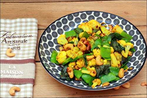 Poêlée de chou-fleur au basilic et noix de cajou