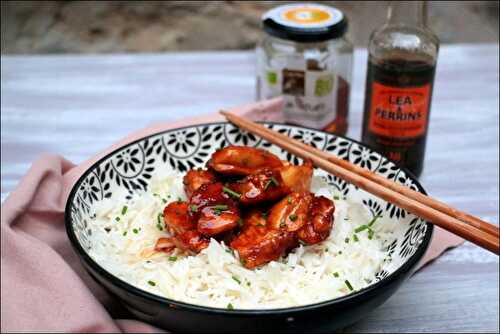 Wok de poulet caramélisé au miel