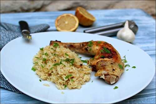 Poulet à la grecque et son riz citronné