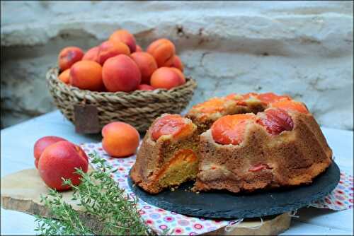 Gâteau à l’abricot, miel et polenta