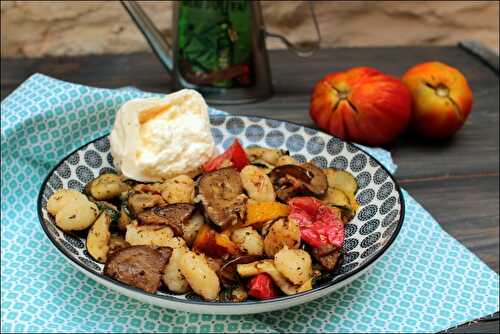 Salade de gnocchi aux légumes d’été grillés et burrata