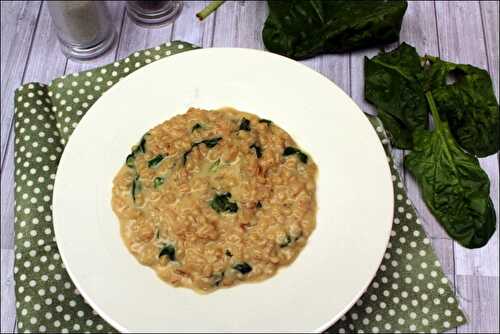 Risotto d’orge perlé, épinards frais et tomme de Savoie