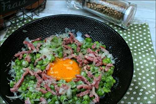 Petits pois à la carbonara de Jean Imbert