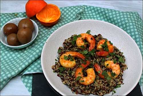 Risotto de quinoa au citron confit et crevettes caramélisées