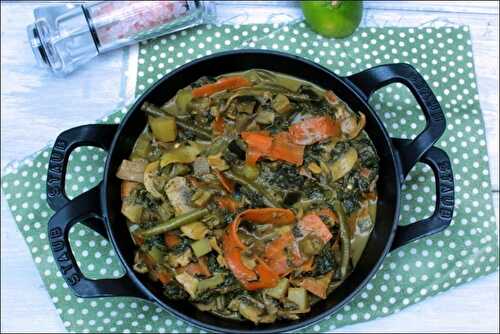 Curry coco aux légumes (haricots verts, aubergine, pommes de terre…)