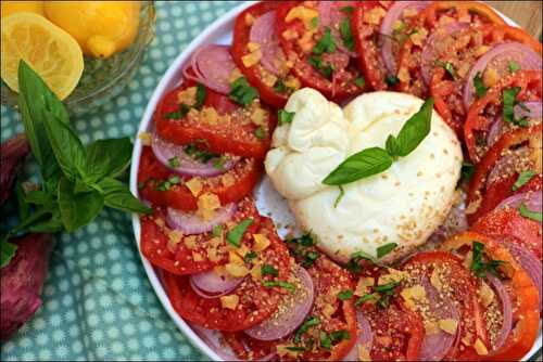 Salade de tomates au citron confit et burrata