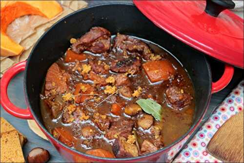 Porc au cidre, courge et marrons