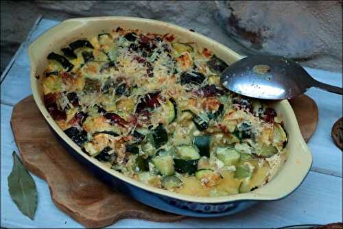 Gratin de courgettes aux lardons et moutarde à l’ancienne