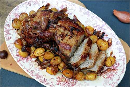 Rôti de veau aux marrons et échalotes