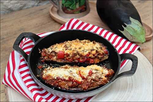 Aubergines farcies au poivron et au bœuf de Cyril Lignac