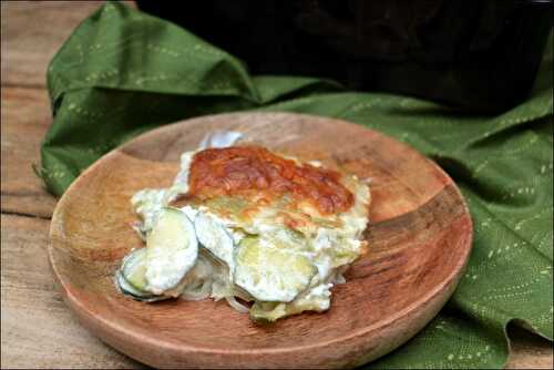 Gratin de courgettes aux ravioles et crème de chèvre