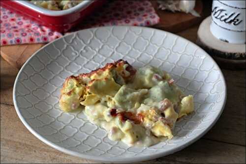 Gratin de tortellini au jambon et à la crème