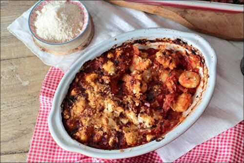 Gratin de gnocchi à la tomate, feta et basilic