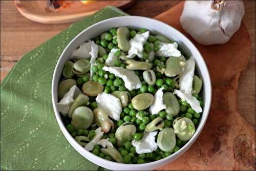 Salade de petits pois aux fèves et à la mozzarella