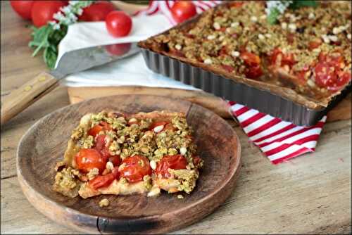 Tarte à la tomate cerise et crumble au pesto