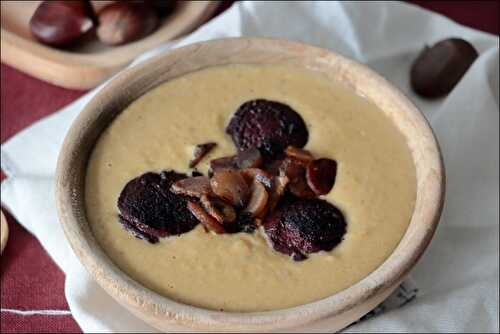 Soupe au potiron, châtaignes et boudin noir