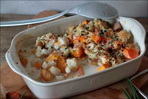 Gratin de chou-fleur et butternut à la crème de coco