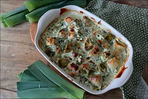 Gratin de poireaux et chèvre frais