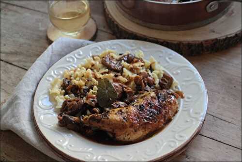 Poulet aux champignons et au vin blanc