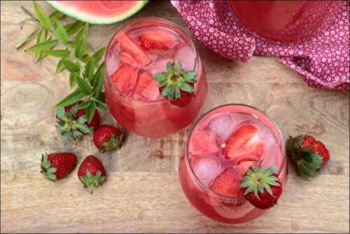 Agua fresca pastèque, fraises et verveine
