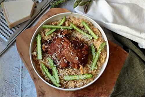 Risotto d'asperges au confit de canard