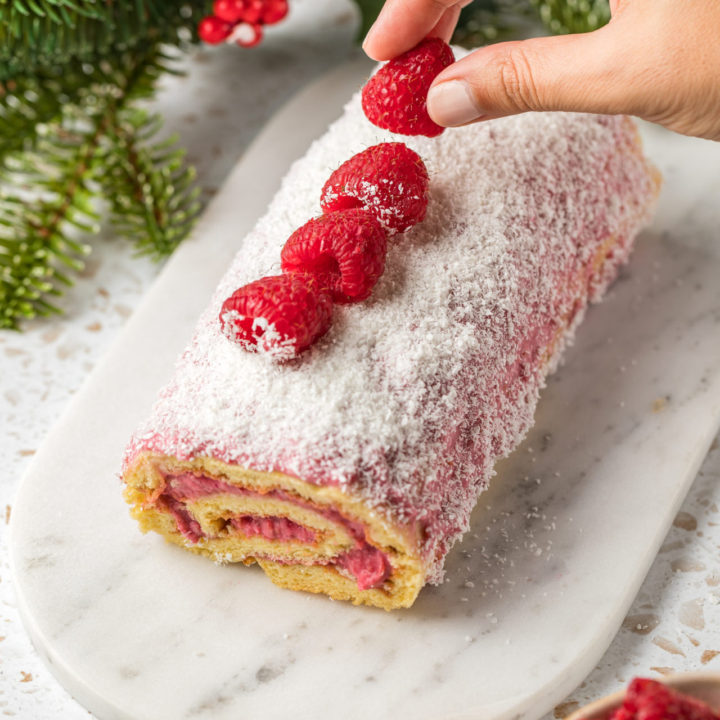 Bûche vegan framboise coco