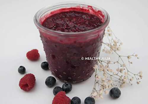 CONFITURE DE FRAMBOISES, MYRTILLES ET CHIA