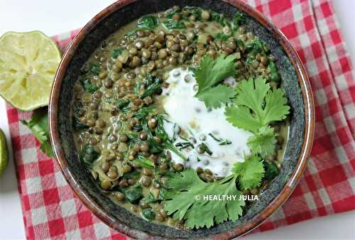 DHAL DE LENTILLES VERTES ET ÉPINARDS #VEGAN