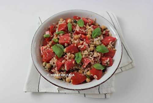 SALADE COMPLÈTE RIZ, TOMATES ET POIS CHICHES #VEGAN